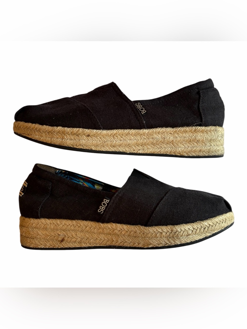 Bobs from Skechers Espadrille Memory Foam Shoes Women’s Size 9 Black